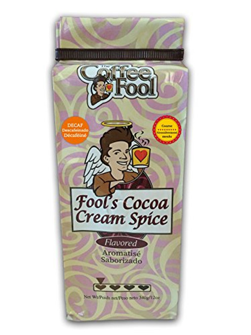 The Coffee Fool Coarse Grind, Fool's Decaf Cocoa Cream Spice, 12 Ounce