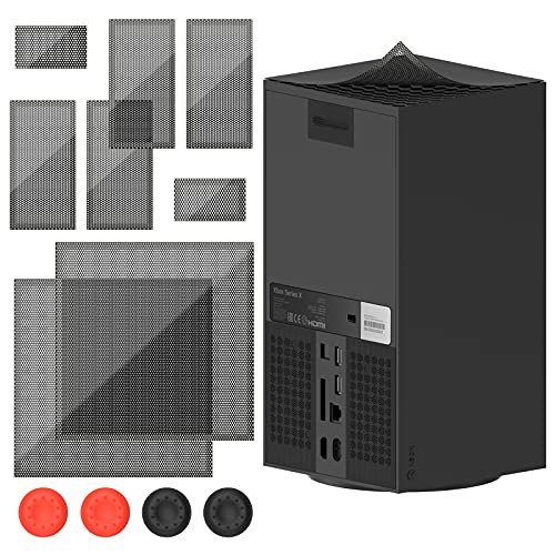 Dust Cover for Xbox Series X, Dust Filter Cover Mesh Cooler Filter Dust-Proof Cover for Xbox Series X Console Accessories with 4 Thump Grip Caps- 2 Pack