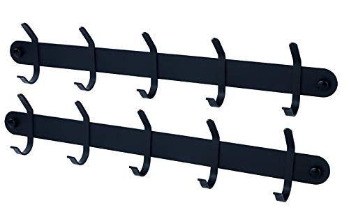 Coat Rack Wall Mounted?Wall Coat Rack Wall Mounted Coat Hanger Metal Coat Hooks Rail for Coat Hat Towel Purse Robes Mudroom Bathroom Entryway Blac 2 Packs -5 Hooks-