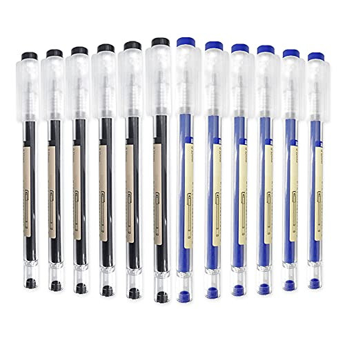 12 Pcs Gel Ink Pen 0.35 mm Gel Ink Rollerball Pens Japanese Style Extra-Fine Ballpoint Pens for School and Office Stationery Supply -6 Each of Black and Blue-