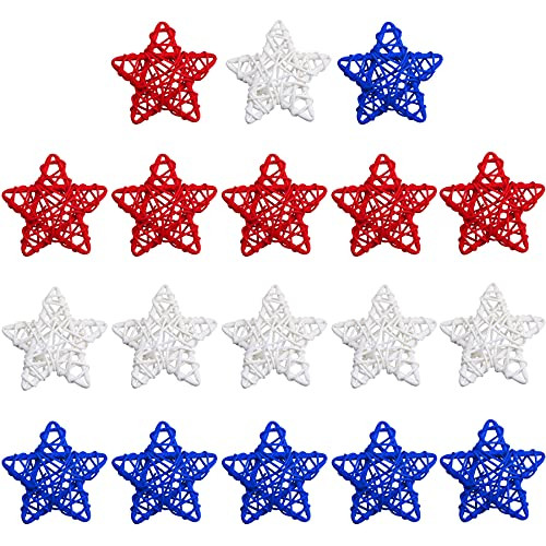 STMK 18 Pcs 4th of July Star Shaped Rattan Balls Decoration, 2.36 Inch Red White and Blue Star Shaped Wicker Balls for 4th of July Home Decor DIY Vase Bowl Filler Ornament Wedding Table Decoration STMK 18 Pcs 4th of July Star Shaped Rattan Balls Decoration, 2.36 Inch Red White and Blue Star Shaped Wicker Balls for 4th of July Home Decor DIY Vase Bowl Filler Ornament Wedding Table Decoration