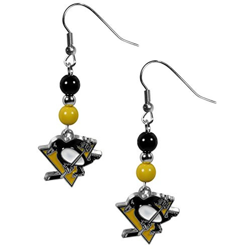 NHL Siskiyou Sports Womens Pittsburgh Penguins Fan Bead Dangle Earrings One Size Team Color