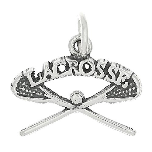 Sterling Silver Oxidized One Sided Lacrosse Sticks with Ball Charm