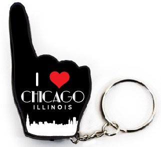 Chicago Illinois CItyscape Skyline Windy City Souvenir Plastic -1 Fan Keychain