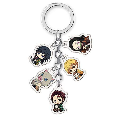 WerNerk Demon Slayer Kimetsu no Yaiba Keychain Animation Series 5 Characters Acrylic Keychain Keyring Holder Accessories Anime Cartoon Pendant Anime Fans Gift-Style 02-