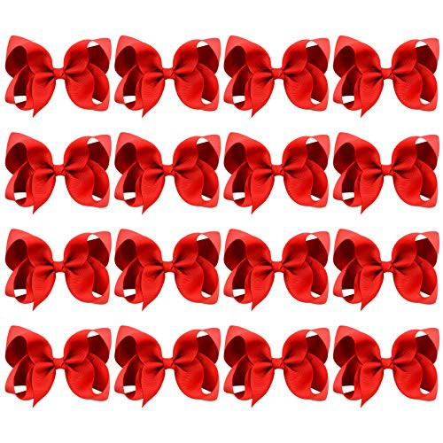 DEEKA 16 PCS 4" Hand-made Hair Bow Grosgrain Ribbon Solid Color Hair Bow Alligator Clips Hair Accessories for Little Teen Toddler Girls -Red DEEKA 16 PCS 4" Hand-made Hair Bow Grosgrain Ribbon Solid Color Hair Bow Alligator Clips Hair Accessories for Little Teen Toddler Girls -Red