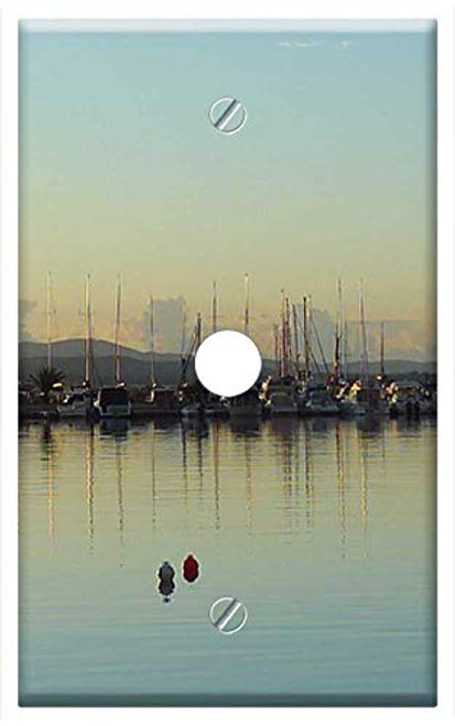 Single Hole Device Telephone/Cable Wall Plate Cover - Alghero Harbour Sunset Sardinia Italy Harbor Boat Single Hole Device Telephone/Cable Wall Plate Cover - Alghero Harbour Sunset Sardinia Italy Harbor Boat