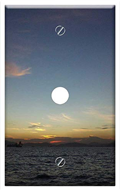 Single Hole Device Telephone/Cable Wall Plate Cover - Harbour Sea Sunset Cityscape Sky Dusk Hongkong