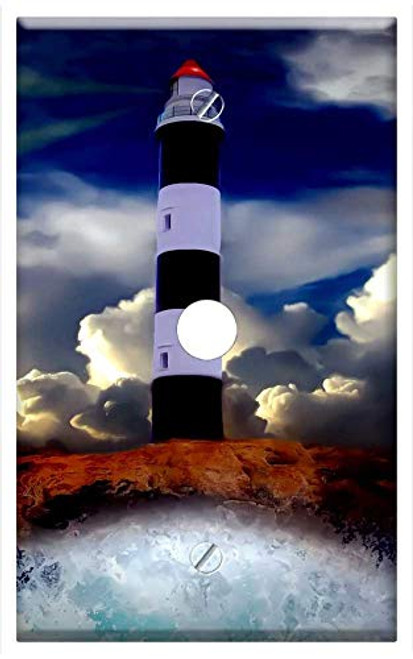 Single Hole Device Telephone/Cable Wall Plate Cover - Lighthouse Water Sea Blue Sky Harbour Entrance