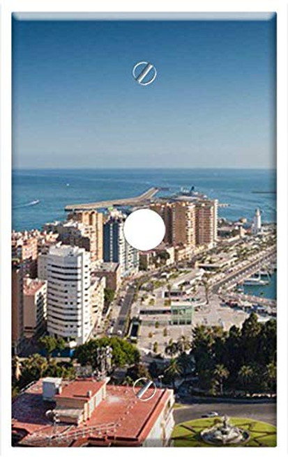 Single Hole Device Telephone/Cable Wall Plate Cover - Sea Sky Port Summer Harbour Spain City Malaga