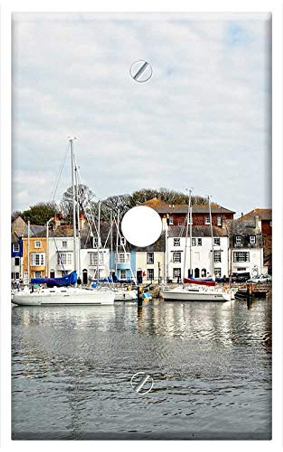 Single Hole Device Telephone/Cable Wall Plate Cover - Weymouth Harbour Sea Dorset England Town Harbor Single Hole Device Telephone/Cable Wall Plate Cover - Weymouth Harbour Sea Dorset England Town Harbor