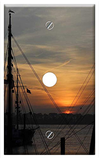 Single Hole Device Telephone/Cable Wall Plate Cover - Sailing Boat Ship Mast Sunset Harbour Museum Single Hole Device Telephone/Cable Wall Plate Cover - Sailing Boat Ship Mast Sunset Harbour Museum