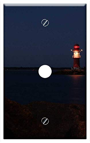Single Hole Device Telephone/Cable Wall Plate Cover - Lighthouse Evening Romantic Water Harbour Entrance