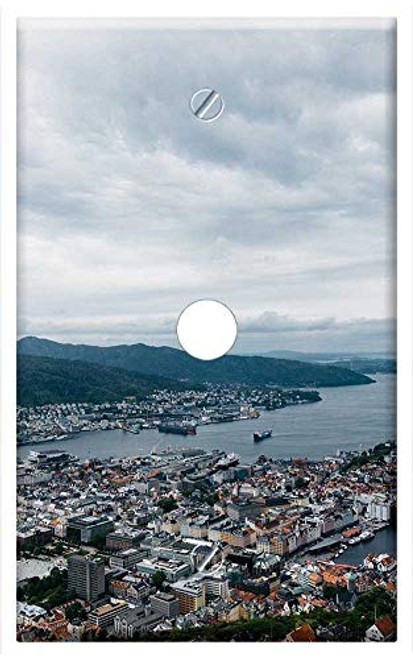 Single Hole Device Telephone/Cable Wall Plate Cover - Marina Harbor Harbour Boats City Town Houses Single Hole Device Telephone/Cable Wall Plate Cover - Marina Harbor Harbour Boats City Town Houses