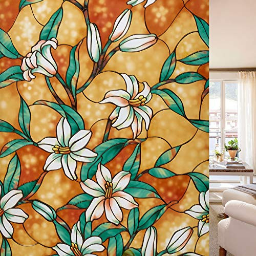 Coavas Window Film Privacy Stained Glass Static Cling Glass Film Non-Adhesive Frosted Decorative Window Decal for Home 17.7" x 78.7" Coavas Window Film Privacy Stained Glass Static Cling Glass Film Non-Adhesive Frosted Decorative Window Decal for Home 17.7" x 78.7"