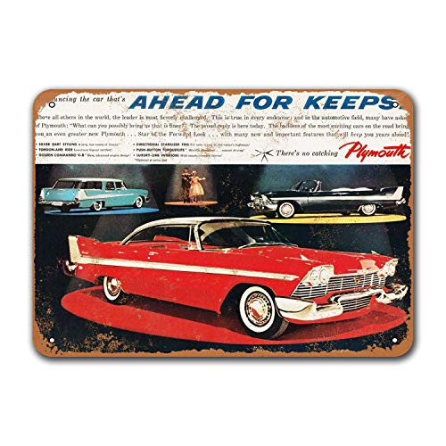 Sisoso Home Game Room Wall Decor Dorm Office 1958 Plymouth Vintage Tin Signs Cars Metal Bar Poster Garage Man Cave 12x8 inches