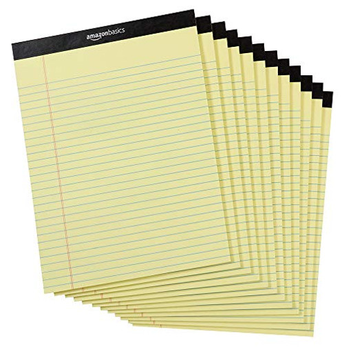 AmazonBasics Legal/Wide Ruled 8-1/2 by 11-3/4 Legal Pad - Canary (50 sheets per pad, 12 pack)