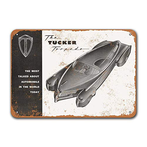 Sisoso Coffee Club Wall Decor Dorm Game Room 1948 Tucker Torpedo Vintage Car Tin Signs Metal Bar Poster Bar Garage Restaurant 12x8 inches