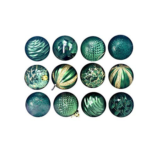 CapsA 12pcs Christmas Balls Ornaments for Xmas Tree Shatterproof Christmas Tree Hanging Balls Decoration for Holiday Party Baubles Ornament Decor
