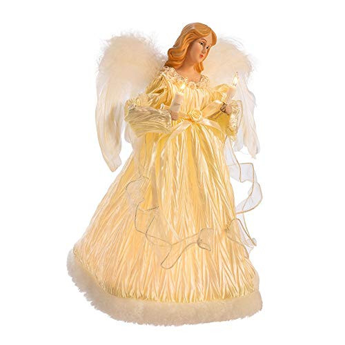 Kurt Adler 10-Light Ivory Angel Treetop, 12-Inch (Renewed)