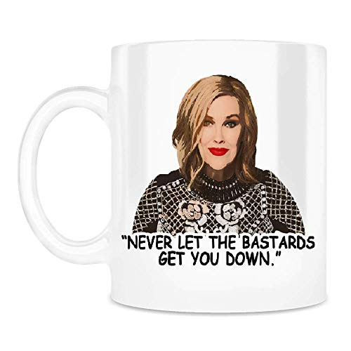 Never Let The Bastards Get You Down Mug, Moira Rose Fans David Rose TV Sitcom Lover White Ceramic Coffee Mugs XAXABR