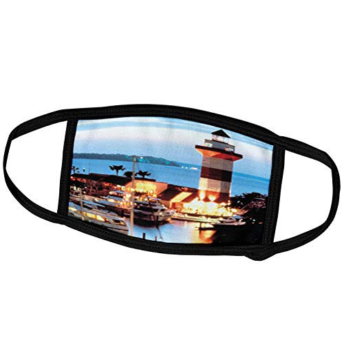 3dRose Harbour Town Lighthouse at Hilton Head Island at Dusk - Face Covers -fc_61725_3-