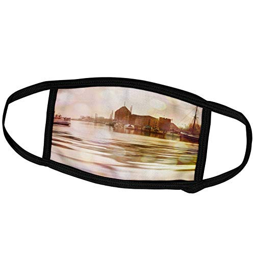 3dRose Andrea Haase Illustration Nautical - Mixed Media Collage of Harbour in North East Germany - Face Masks -fm_268263_2-
