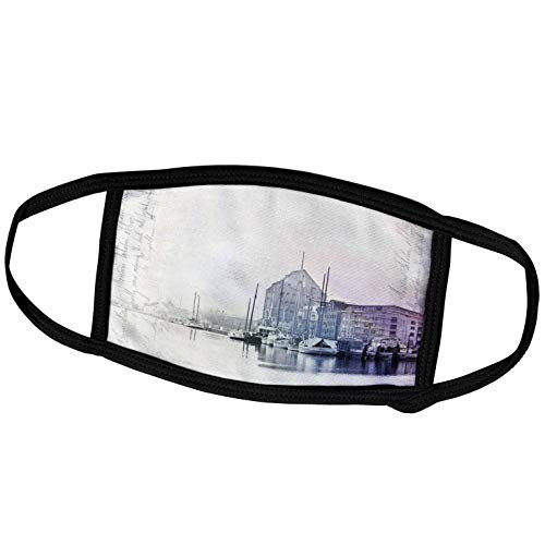3dRose Andrea Haase Illustration Nautical - Collage of Harbour, North East Germany - Face Masks -fm_268265_3-