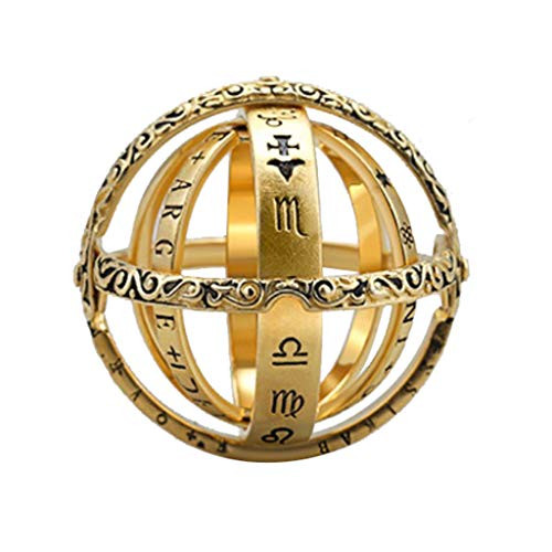 Globe Ring,Jushye Fashion Openable Ring Astronomical Globe Ring Vintage Science Jewelry Valentine's Day Gifts for Girlfriend Boyfriend -Gold, One Size-