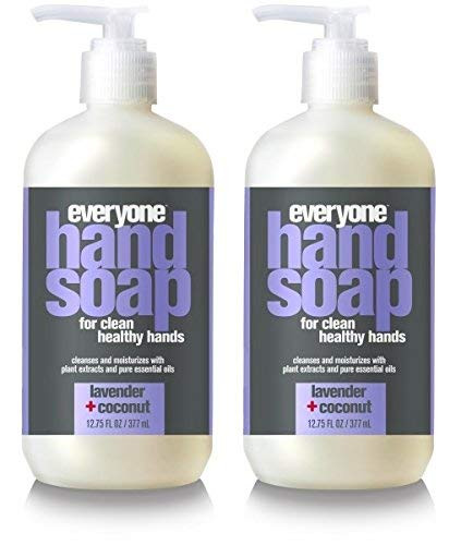 Everyone Lavender  and  Coconut Hand Soap -Pack of 2- with Lavender Oil, Orange Peel Oil, Coconut Extract, Aloe Vera, Matricaria Flower Extract and Calendula Extract, 12.75 oz