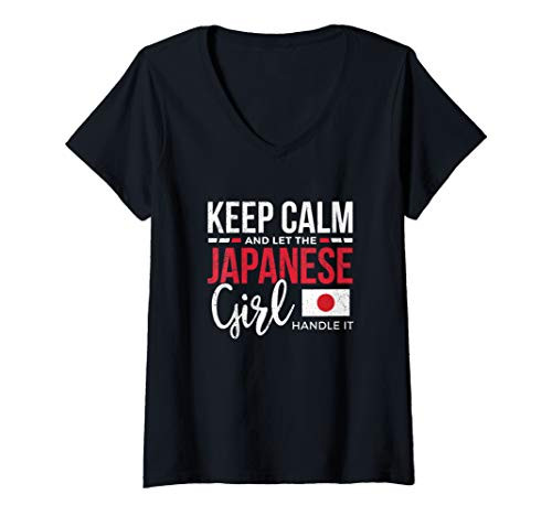 Womens Keep Calm and let the Japanese Girl handle it V-Neck T-Shirt Womens Keep Calm and let the Japanese Girl handle it V-Neck T-Shirt