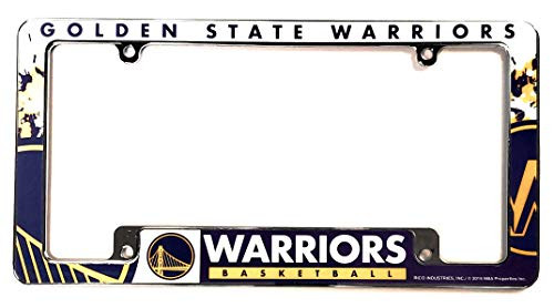 Rico Industries, Inc. Golden State Warriors EZ View All Over Design Metal License Plate Frame Chrome Tag Cover Basketball