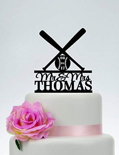 Baseball Cake Topper, Wedding Cake Topper,Mr and Mrs Cake Topper, Baseball Fan Couple, Baseball Theme Wedding, Custom Cake Topper C204 Made in USA