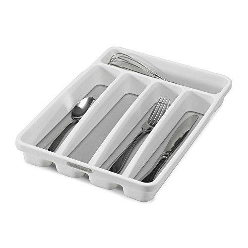 Madesmart -12.75" L x 9" W x 2" H- 5 Compartments Utensil/Cutlery Tray in White, Plastic