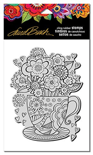 STAMPENDOUS LBCR008 Laurel Burch Rubber Stamp, Teacup