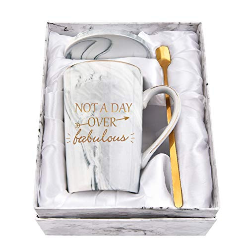 Not a Day Over Fabulous Coffee Mug Birthday Gifts for Women, Birthday Gift Ideas for Best Friends female, BBF, Her, Sister, Wife, Mom, Aunt Ceramic Marble Coffee Mug with Box Packing Gray 14OZ Not a Day Over Fabulous Coffee Mug Birthday Gifts for Women, Birthday Gift Ideas for Best Friends female, BBF, Her, Sister, Wife, Mom, Aunt Ceramic Marble Coffee Mug with Box Packing Gray 14OZ
