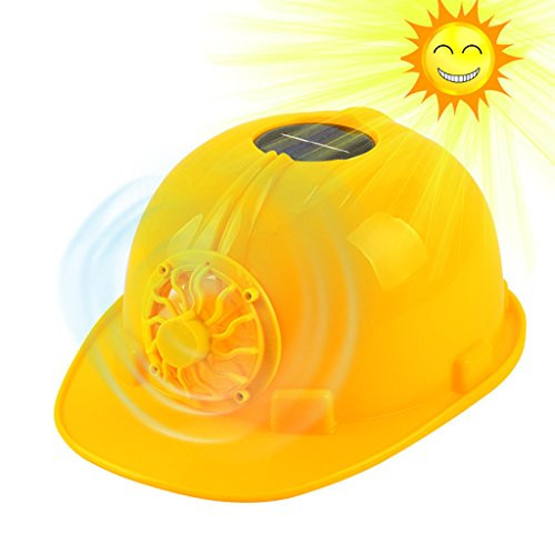 Ladaidra Yellow Solar Powered Cooling Fan Safety Helmet,Work Hard Hat Cap Head Protect