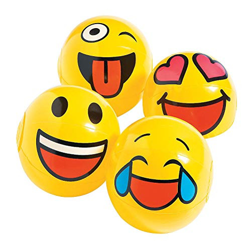 Fun Express Inflatable Emoji Mini Beach Balls 4 - PC - Toys - 4 Pieces