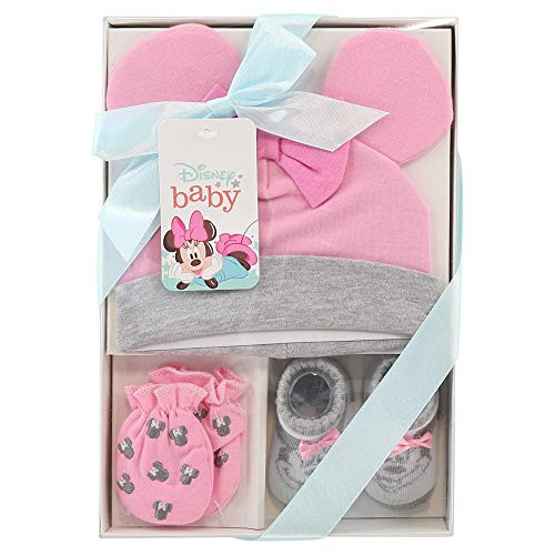 Disney Baby Girls Minnie Mouse 3 Piece Take Me Home Set - Hat, Bootie and Mittens -Newborn-, Size Age 0-3M, Pink