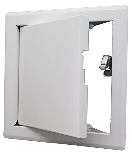 REPA MARKET Access Panel Door White Plastic Opening Flap Cover Plate - Box Door Lock - Door Latch -6x6, Metal - Open/Close Click Function-