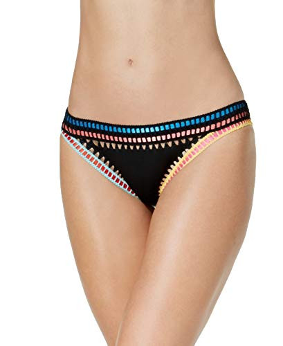 Bar III Womens Be-Weave It Cheeky Beachwear Bikini Swim Bottom Black XL