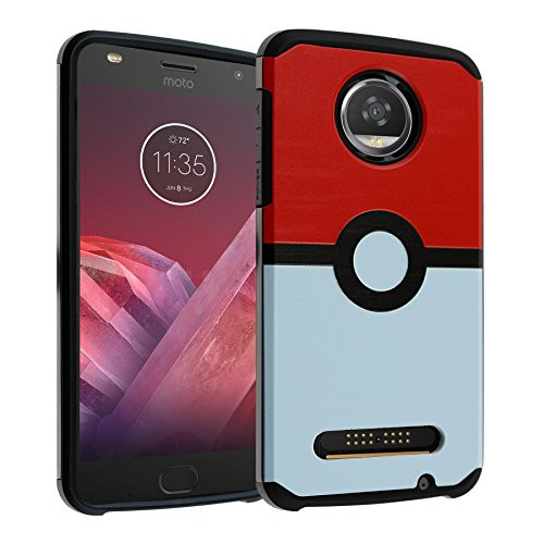 Moto Z Play Case, Moto Z Play Droid Case, DURARMOR Dual Layers Hybrid Shockproof Slim Fit Case Cover for Motorola Moto Z Play/Z Play Droid - Pokemon Go Poke Ball