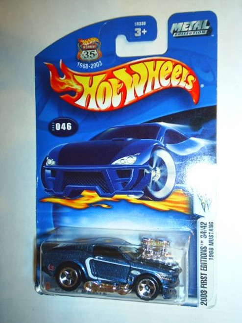 Hot Wheels 2003 First Editions Blue 1968 Ford Mustang 1:64 Scale Collectible Die Cast Car #046 Hot Wheels 2003 First Editions Blue 1968 Ford Mustang 1:64 Scale Collectible Die Cast Car #046