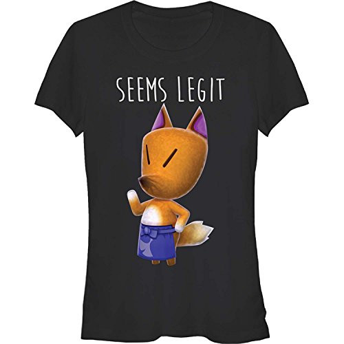 Nintendo Women's Seems Legit Animal Crossing Crew Neck Graphic T-Shirt, Black, L