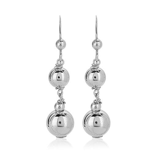 Vanbelle Rhodium Plated Sterling Silver Graduating Beads Drop Earrings for Women and Girls Vanbelle Rhodium Plated Sterling Silver Graduating Beads Drop Earrings for Women and Girls