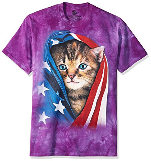 The Mountain Patriotic Kitten Adult T-Shirt, Purple, Small The Mountain Patriotic Kitten Adult T-Shirt, Purple, Small