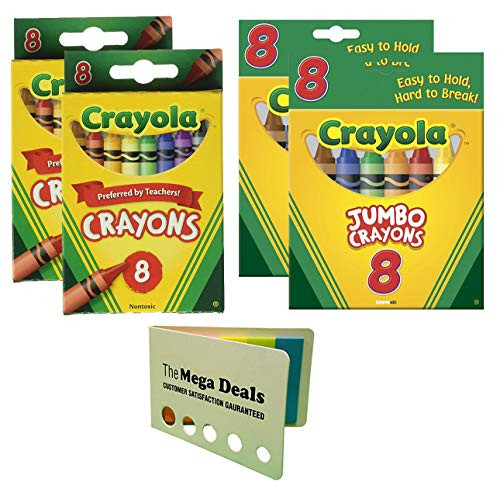 Crayola Crayons, 8 Count, 2 Pack | Jumbo Crayons, 8 Count, 2 Pack (Peggable Tuck Box) | Includes 5 Color Flag Set
