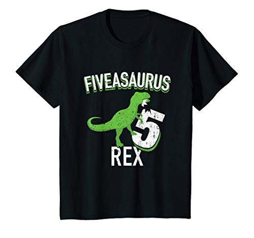 Kids 5th Birthday Dinosaur T Rex Dino Gift 5 Year Old Boys Girls T-Shirt