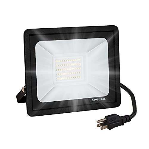 LED Flood Light Outdoor - 50W Work Light 6500K Bright Floodlights with Plug, 5000LM Daylight White Security Lamp, IP66 Waterproof Flood Lights for Garage, Garden, Lawn, Backyard LED Flood Light Outdoor - 50W Work Light 6500K Bright Floodlights with Plug, 5000LM Daylight White Security Lamp, IP66 Waterproof Flood Lights for Garage, Garden, Lawn, Backyard