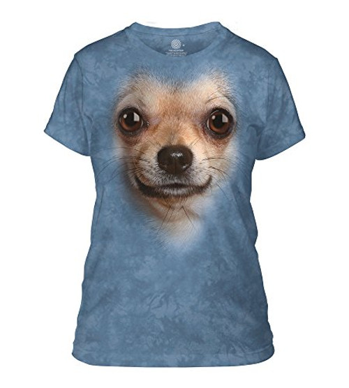 The Mountain Chihuahua Face Adult Woman's T-Shirt, Blue, Medium The Mountain Chihuahua Face Adult Woman's T-Shirt, Blue, Medium